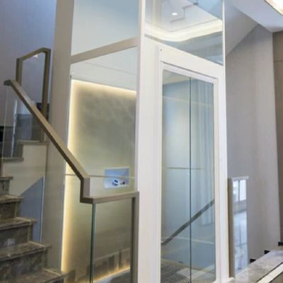 Elevador de cabina de aleación de aluminio de fase única con cilindros grandes de 2,9 metros de largo y puerta automática