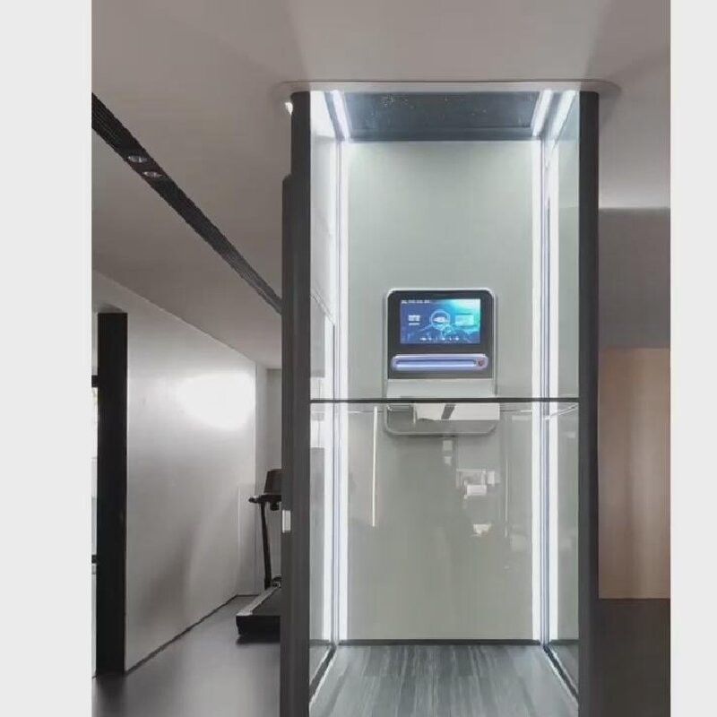 Elevador automático de 400 kg con características de seguridad para cabina cuadrada de vidrio de 2 paradas