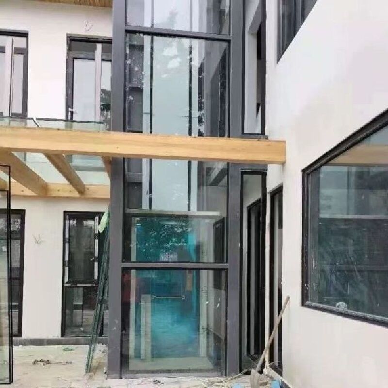 Ascensor hidráulico sin foso de 5 paradas para el hogar con puertas automáticas